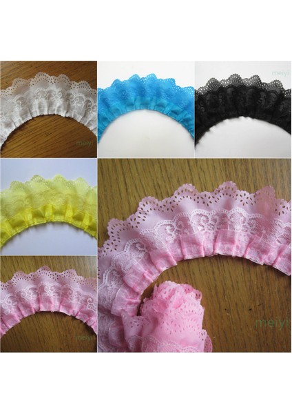 Beyaz Stil 1 Yard 3 Katmanlı Pileli Organze Dantel Şerit Toplanan Örgü Kumaş El Yapımı Dıy Gelinlik Dantel Trim Dikiş Bebek Oyuncak Craft 6.5cm (Yurt Dışından)