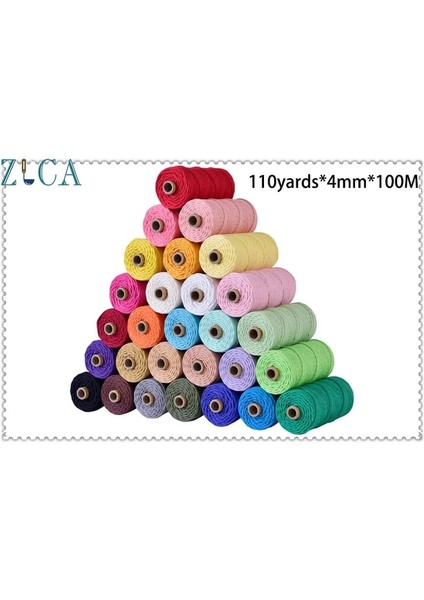 Kahverengi Tarzı 4mm x 110 Yards Renkli Kordon Halat Ipliği Bükülmüş Makrome Dize Dıy Çanta Ev Dekor Tekstil Sarma Dekoratif Pamuk Kordon (Yurt Dışından)