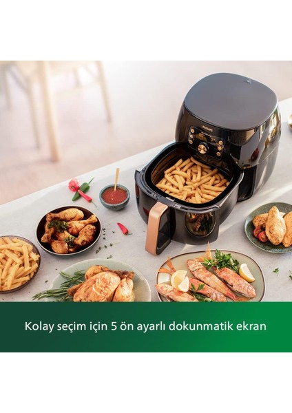 Xxl 7,3 Litre Aile Boyu Yüksek Hacim Smart Sensing Ultra Premium Airfryer Siyah Bakır - Onerous Mutfak Tartısı Hediye