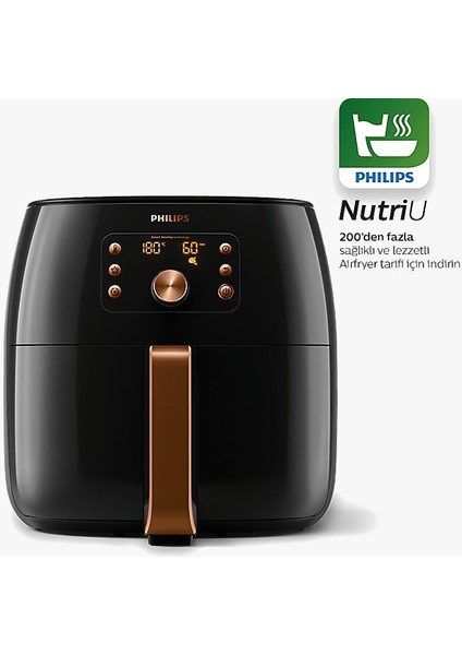 Xxl 7,3 Litre Aile Boyu Yüksek Hacim Smart Sensing Ultra Premium Airfryer Siyah Bakır - Onerous Mutfak Tartısı Hediye