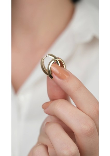 14 Ayar Altın Düz Bombeli Halka Küpe fırsatları