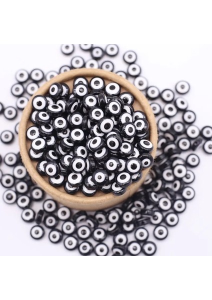 Siyah Stil 8X5MM Mix Oblate Shape Nazar Boncuk 8mm Hollow Şerit Reacer Boncuk Çocuk Hediye Dıy Takı Bilezik El Sanatları Malzemeleri (Yurt Dışından)
