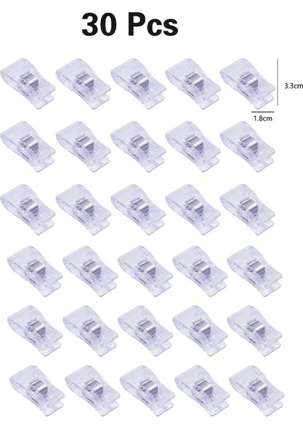 30 Adet Temizle Tarzı Adet Çok Renkli Giysi Klipsi Patchwork Dikiş Klipsi Plastik Kelepçeler Kapitone Crafting Crocheting Örgü Güvenlik Klipsi (Yurt Dışından)