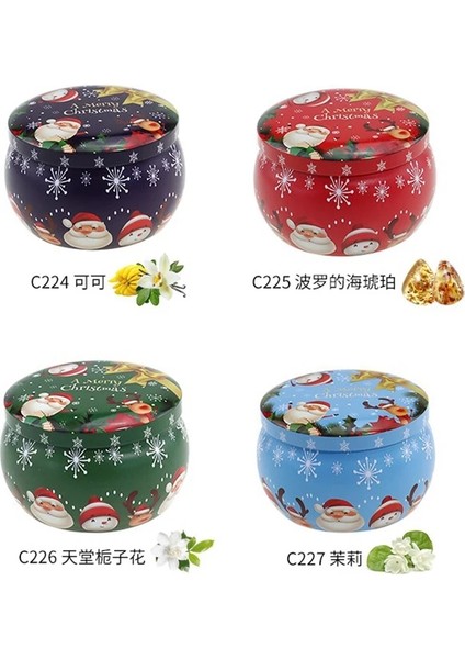 No.3 Tarzı Ristmas Metal Teneke Kavanoz Kahve Çay Baharat Şeker Takı Saklama Kutusu Mum Yapma Konteynerler Süsleme Kutuları 4.4 Oz (Yurt Dışından)