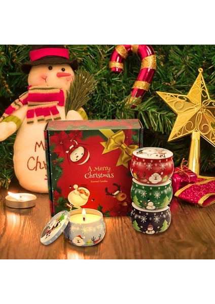 No.3 Tarzı Ristmas Metal Teneke Kavanoz Kahve Çay Baharat Şeker Takı Saklama Kutusu Mum Yapma Konteynerler Süsleme Kutuları 4.4 Oz (Yurt Dışından)