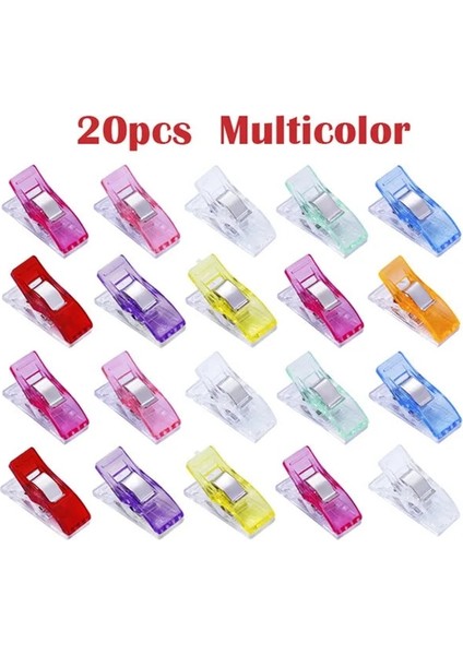 20 Adet Çok Renkli Stil Iş Ayak Kılıfı Çok Renkli Plastik Klipsler Kumaş Kelepçeler Patchwork Kıvırma Dikiş Aletleri Dikiş Aksesuarı (Yurt Dışından)