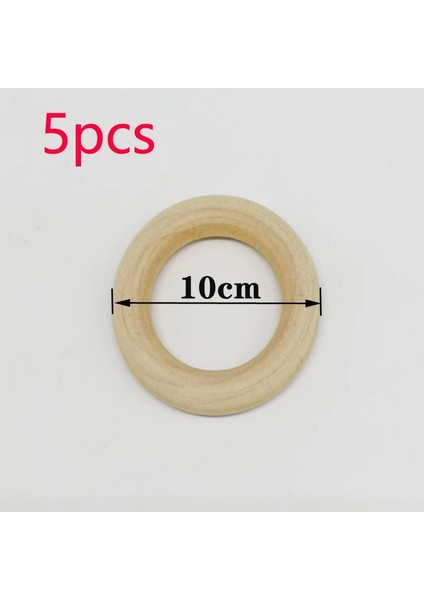 5 Adet 100MM Tarzı Doğal Ahşap Diş Çıkarma Boncuk Ahşap Halka Sopa Çocuk Çocuklar Dıy Ahşap Takı Yapımı El Sanatları Dreamcatcher Makrome Aksesuarları (Yurt Dışından)