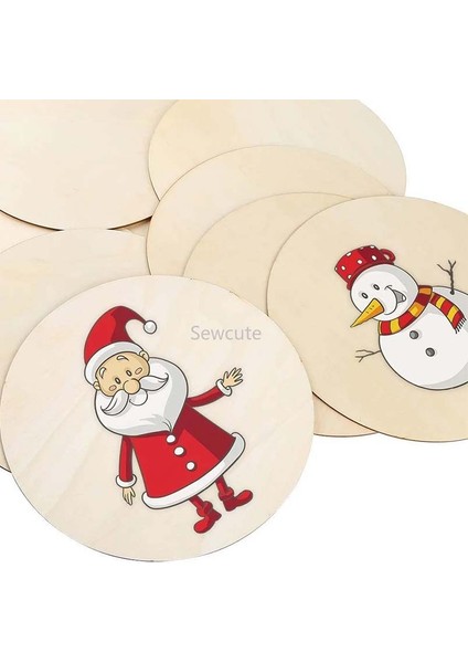 6X8CM 10 Adet Stil Çapı Doğal Bitmemiş Yuvarlak Ahşap Dilimleri Daireler Dıy Craft Çocuklar Için Diskler Noel Boyama Oyuncaklar Süs Dekor (Yurt Dışından)