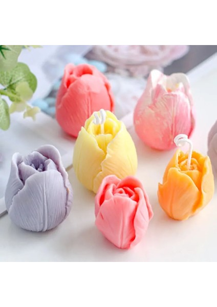 CF818 Stili 3D Lale Mum Kalıbı El Yapımı Çiçek Sabunu Silikon Kalıp Alçı Aromaterapi Kalıpları Çikolata Şekeri Fondan Kek Dekorasyon Araçları (Yurt Dışından)