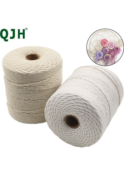 2 mm 340 M Ağırlık Stili 2mm Doğal Bej Yumuşak Pamuk Kordon Halat Craft Makrome Artisan Dize Dıy El Yapımı Bağlama Ipliği Kordon Halatı (Yurt Dışından) fiyatları