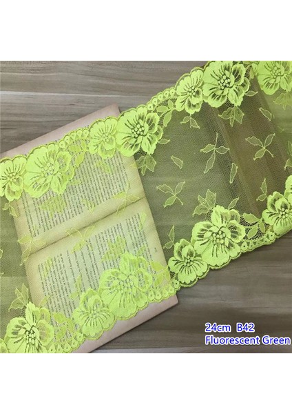 Floresan Yeşil Tarzı (2mlot)Spandex Dantel Trim Elastik Şerit Dantel Dikiş El Sanatları Malzeme Dantel Aksesuarları Kumaş Elastik Dantel Trim (Yurt Dışından)