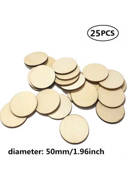 25 Adet 50MM 1.96 Inç Tarzı mm Ahşap Diskler El Sanatları Günlük Dilimleri Dutout Daire Yuvarlak Boya Düğün Dıy Dekorasyon Için Büyük (Yurt Dışından)