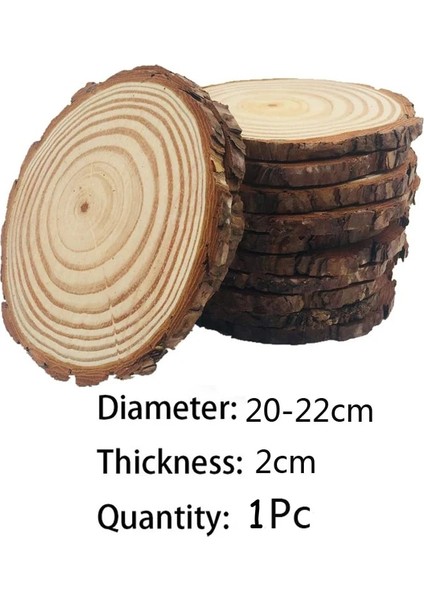 1 Adet 20-22CM Tarzı Sanat Dıy El Sanatları Noel Süsler Ev Masa Dekorasyon Için Ağaç Kabukları ile Doğal Bitmemiş Yuvarlak Ahşap Dilim (Yurt Dışından)