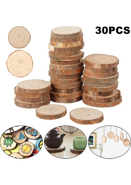 3cm Gözeneksiz Stil -4 cm Doğal Çam Yuvarlak Bitmemiş Ahşap Dilimleri Ağaç Kabuğu ile Daireler Günlük Diskler Dıy El Sanatları Düğün Parti Dekorasyon (Yurt Dışından) fiyatları