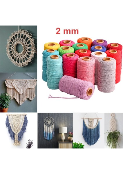 A27 Altın Kırmızı Stil Renkli Iplik Kordon El Yapımı El Sanatları Dıy Bej Bükülmüş Pamuk Makrome Kordon Sicim Halat Dize Ev Tekstili Dekorasyon (Yurt Dışından) fırsatları