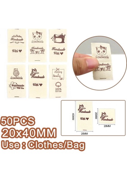 No.7 Tarzı Loth Etiketleri Giyim Için El Yapımı Etiketler Kedi El Yapımı Aşk ile Pamuk Dokuma Etiket El Yapımı Örgü Aksesuarları 2X4CM (Yurt Dışından)