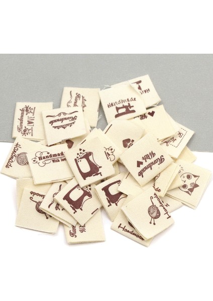 No.7 Tarzı Loth Etiketleri Giyim Için El Yapımı Etiketler Kedi El Yapımı Aşk ile Pamuk Dokuma Etiket El Yapımı Örgü Aksesuarları 2X4CM (Yurt Dışından)