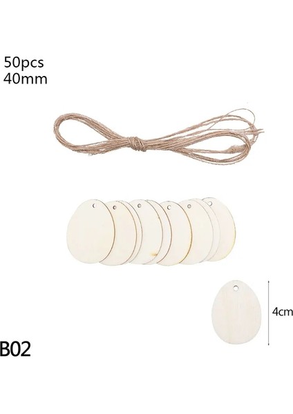T02-4CM-50PCS Tarzı Doğal Yuvarlak Ahşap Dilimler Kalp Yumurta Boş Bitmemiş Ahşap El Yapımı El Sanatları Asılı Etiket Dıy Ahşap Scrapbooking Ev Dekorasyon (Yurt Dışından)