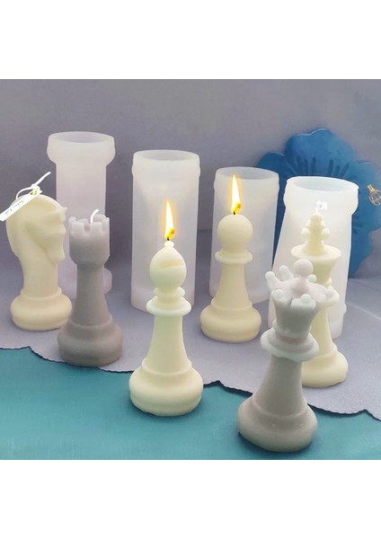 Piyon Stili Dıy Mum Silikon Satranç Kalıbı Reçine Kalıpları Yaratıcı Aromaterapi Mum Alçı Çikolatalı Sabun Yapımı Ev Dekorasyonu (Yurt Dışından)