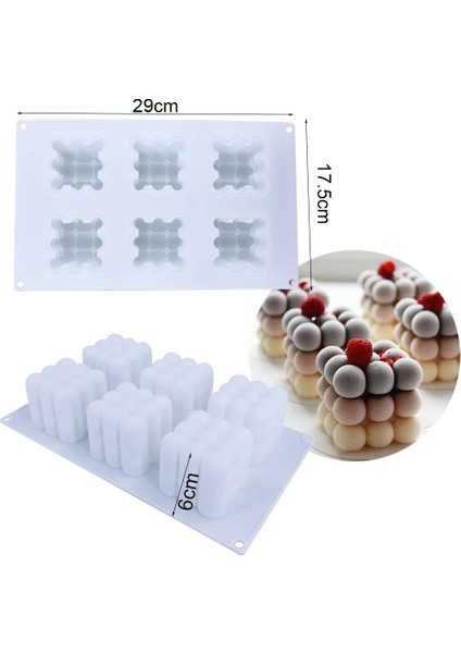 B02 Stili Mini 3D Rubik Küp Pişirme Mus Kek Kalıbı Silikon Kare Kabarcık Tatlı Kalıpları Mutfak Bakeware El Yapımı Mum Alçı Kalıp (Yurt Dışından)