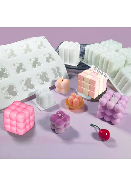 B02 Stili Mini 3D Rubik Küp Pişirme Mus Kek Kalıbı Silikon Kare Kabarcık Tatlı Kalıpları Mutfak Bakeware El Yapımı Mum Alçı Kalıp (Yurt Dışından) modelleri