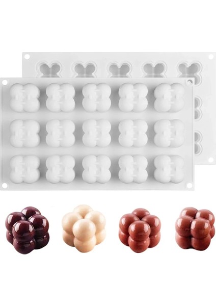 B02 Stili Mini 3D Rubik Küp Pişirme Mus Kek Kalıbı Silikon Kare Kabarcık Tatlı Kalıpları Mutfak Bakeware El Yapımı Mum Alçı Kalıp (Yurt Dışından) fırsatları