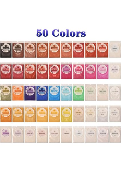 50 Renk Stili Seısso 50 Renk Mika Tozu Pigment Saf Inci Epoksi Reçine Dudak Parlatıcısı Allık Nail Art Reçine Sabun Yapımı El Sanatları (Yurt Dışından)