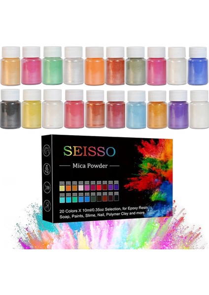 50 Renk Stili Seısso 50 Renk Mika Tozu Pigment Saf Inci Epoksi Reçine Dudak Parlatıcısı Allık Nail Art Reçine Sabun Yapımı El Sanatları (Yurt Dışından) fırsatları