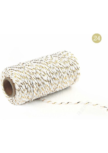 A24 Altın Beyaz Tarzı Acrame Kordon Halat Iplik Sicim Dikiş Dıy Pamuk Halat Dize Şerit El Sanatları Düğün Noel Ev Tekstili Dekor (Yurt Dışından)