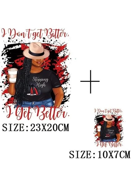 C-063-1-2 Stili Moda Afrika Bayan Termal Demir-On Isı Transferi Etiket Siyah Kadın T-Shirt Hoodies Giysiler Için Yamalar Aplike Dekorasyon (Yurt Dışından)