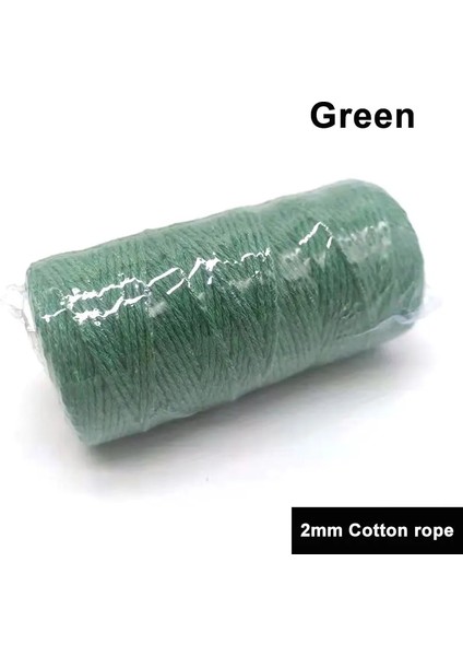 Yeşil Pamuk 2mm Tarzı 100MROLL 2mm Pamuk Halat Renkli Sicim Makrome Kordon Halat Dize Iplik Dıy El Sanatları Örgülü Bükülmüş Pamuklu Ev Tekstili Dekor (Yurt Dışından)