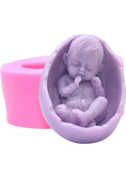 Oval Şekil 3D Uyku Bebek Silikon Sabun Kalıp Fondan Kek Dıy Pişirme Kalıp Mum Formu Alçı Aromaterapi Kalıp Sabun Yapımı (Yurt Dışından)