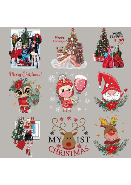 713SET Stili Noel Hediyesi Dıy Yamalar Isı Transferi Vinil Aplike Üstler Ütülemeli Yamalar Giysiler Üzerinde Isı Baskısı Noel Arabası Kış (Yurt Dışından)