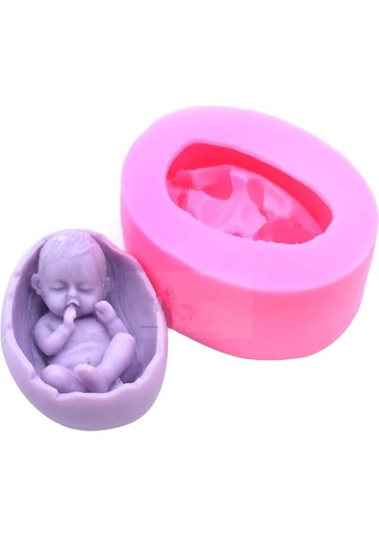 Oval Şekil 3D Uyku Bebek Silikon Sabun Kalıp Fondan Kek Dıy Pişirme Kalıp Mum Formu Alçı Aromaterapi Kalıp Sabun Yapımı (Yurt Dışından)