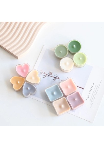 Yuvarlak Set Stili Kalp Boş Plastik Çay Işık Bardakları Mum Balmumu Teneke Kavanoz Kutuları Konteynerler Mumluk Kalıpları Dıy Mum Yapımı Parti Dekoru (Yurt Dışından)