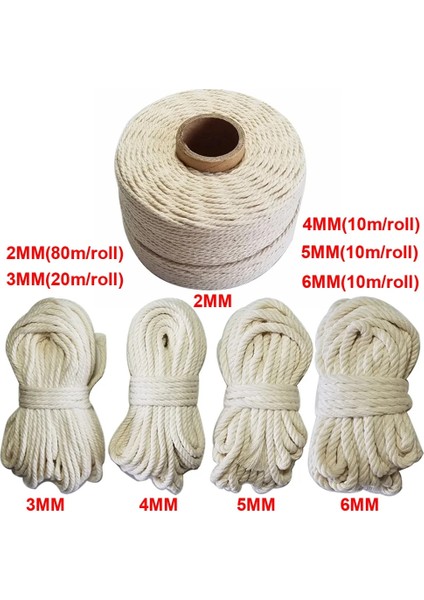 2mm 80M Stili 100% Doğal Pamuk Ip Sicim Makrome Kordonlar Etiketi Asmak El Yapımı Aksesuar Dıy (Yurt Dışından)