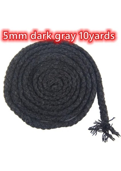 5 mm Koyu Gri 10 Yard Stili 10 Yards 5mm Renkli Bükülmüş Kordon Halat 100% Pamuk Dokuma Halat Kordonlar Craft Dekoratif Dıy El Yapımı Çanta Ipli Kemer Aksesuarları (Yurt Dışından)