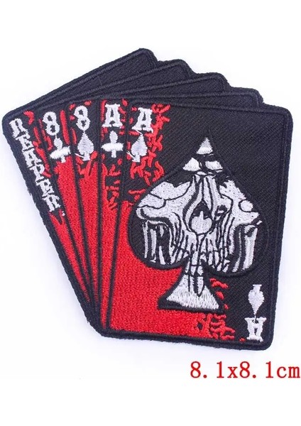 PE4818CT Stili Joker Punk Kafatası Giysi Üzerinde Yamalar Poker Demir On Yamalar Giyim Için Şerit Aplike Rozetleri Giysi Nakış Yama (Yurt Dışından)