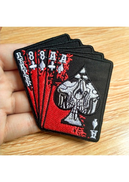 PE4818CT Stili Joker Punk Kafatası Giysi Üzerinde Yamalar Poker Demir On Yamalar Giyim Için Şerit Aplike Rozetleri Giysi Nakış Yama (Yurt Dışından) fiyatları