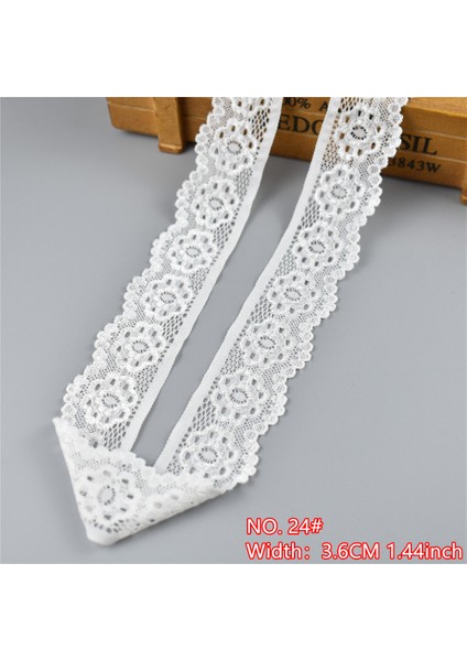 No 24 3.6cm 1.44 Inç Stili 5 Yardlot Yüksek Li Beyaz Elastik Dantel Şerit Düzeltir Iç Çamaşırı Dantel Trim Dikiş Dekorasyon Için Işlemeli Afrika Dantel Kumaş (Yurt Dışından)