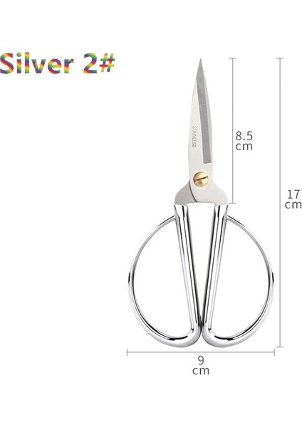 No.2 Gümüş 17CM Stili Paslanmaz Çelik Gül Altın Gümüş Dikiş Ors Kısa Kesici Dayanıklı Vintage Ev Terzi Ors Için Kumaş El Sanatları Aracı (Yurt Dışından)
