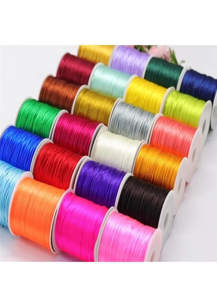 563 Eski Altın Stili 50 Metre x 1 mm Çin Düğüm Rattail Saten Kordon Örgülü Makrome Dize Takı Bulguları Boncuk Halat 34 Renkler (Yurt Dışından) fırsatları