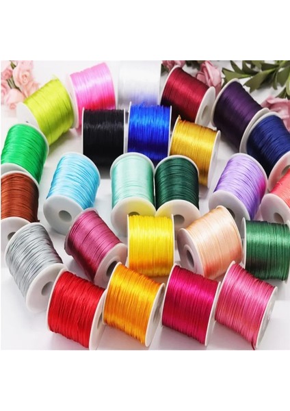 563 Eski Altın Stili 50 Metre x 1 mm Çin Düğüm Rattail Saten Kordon Örgülü Makrome Dize Takı Bulguları Boncuk Halat 34 Renkler (Yurt Dışından) indirimleri