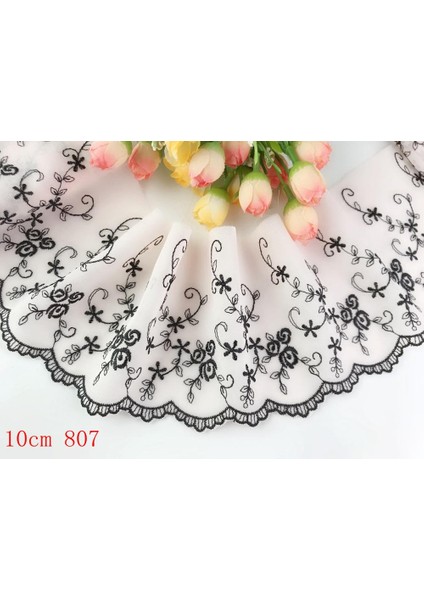 Şifon 807 Stili Lot 1 Yards Narin Işlemeli Çiçek Pembemorkırmızıbeyazsiyah Tül Dantel Süsleme Dıydikişdüğün Danteli 02 (Yurt Dışından)