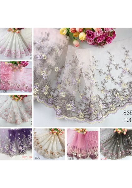 Şifon 807 Stili Lot 1 Yards Narin Işlemeli Çiçek Pembemorkırmızıbeyazsiyah Tül Dantel Süsleme Dıydikişdüğün Danteli 02 (Yurt Dışından) fiyatları