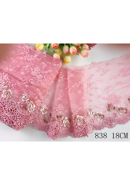 Şifon 807 Stili Lot 1 Yards Narin Işlemeli Çiçek Pembemorkırmızıbeyazsiyah Tül Dantel Süsleme Dıydikişdüğün Danteli 02 (Yurt Dışından) indirimleri