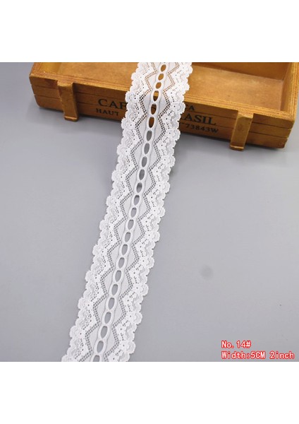 No 14 5cm 2 Inç Stili 5 Yardlot Yüksek Li Elastik Beyaz Dantel Şerit Iç Çamaşırı Trim Fransız Afrika Dantel Kumaş Dantel Süslemeler Dikiş Işlemeli (Yurt Dışından)