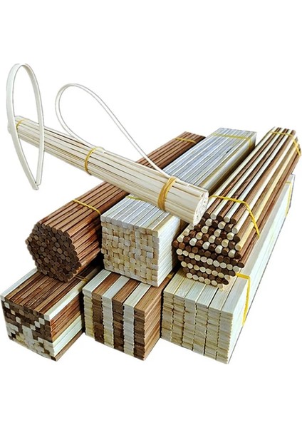 No.5 Tarzı Lot Çok Boyutlu Yuvarlak Kare Bambu Çubuklar Dıy El Sanatları Modelleme Malzemeleri Yapımı (Yurt Dışından)