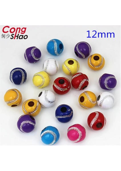 12MM 50 Adet Stil Cong Shao Lot Akrilik Voleybol Futbol Beyzbol Yuvarlak Spacer Top Boncuk Aksesuarları Dıy Takı Yapımı Için El Yapımı 8Y798 (Yurt Dışından)