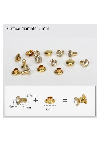 Altın 5mm Tarzı 50 Takım Kristal Rhinestone Trim Perçinler Diamante Çiviler Dıy Giyim Çanta Deri Dekoratif Tekir Sivri Cam Matkap Tırnak (Yurt Dışından)